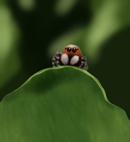 3 inch Matte Jumping Spider Sticker (Spider on a green Leaf)